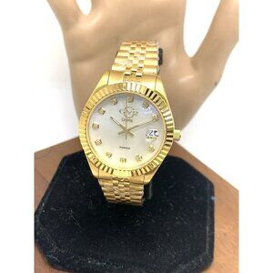 GV2 Gevril Women's Watch 12402 Swiss Quartz Diamond Mother of Pearl Gold 33mm